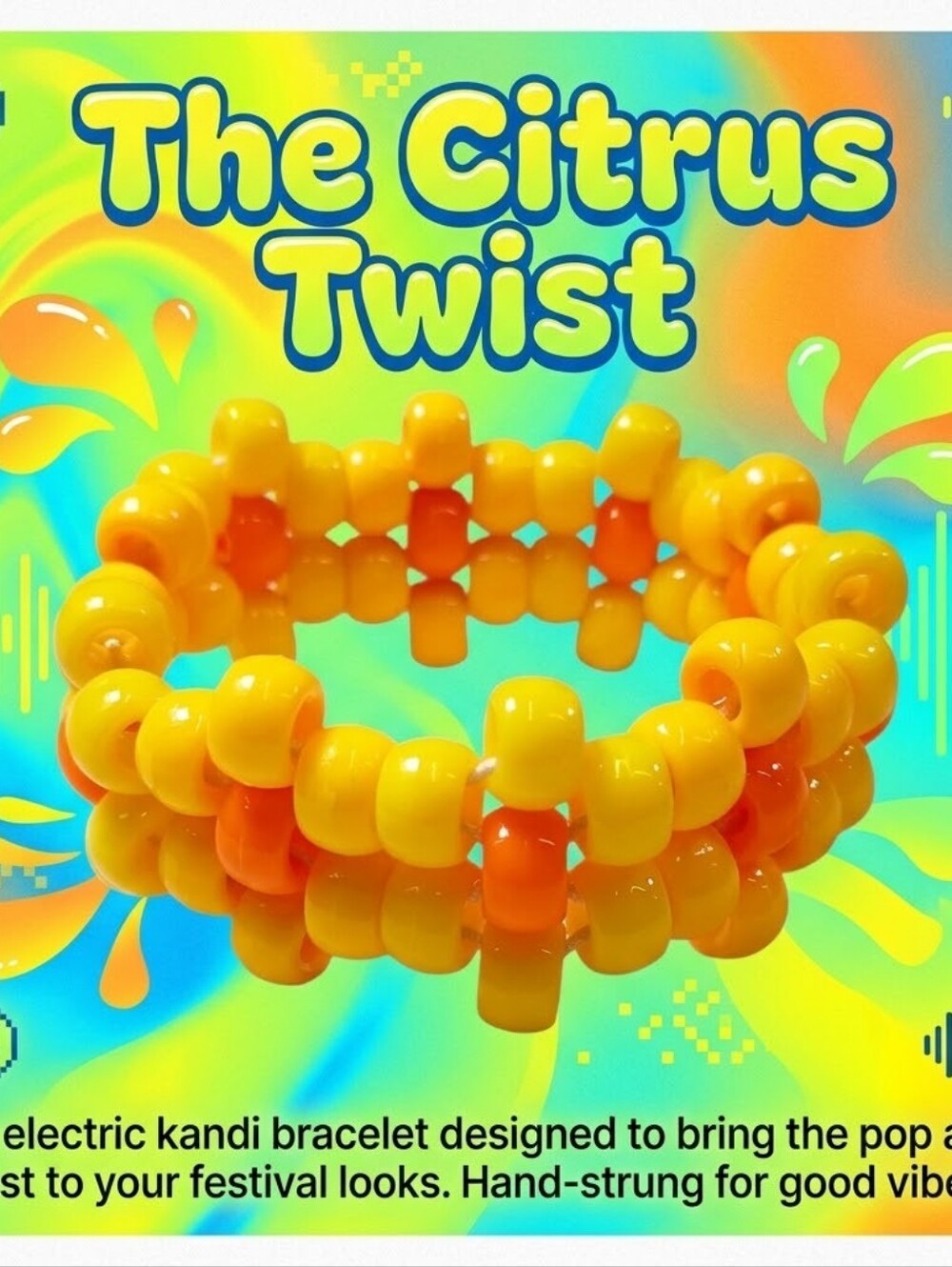 The Citrus Twist - Flower Kandi Bracelet - EDM Rave Festival Jewelry